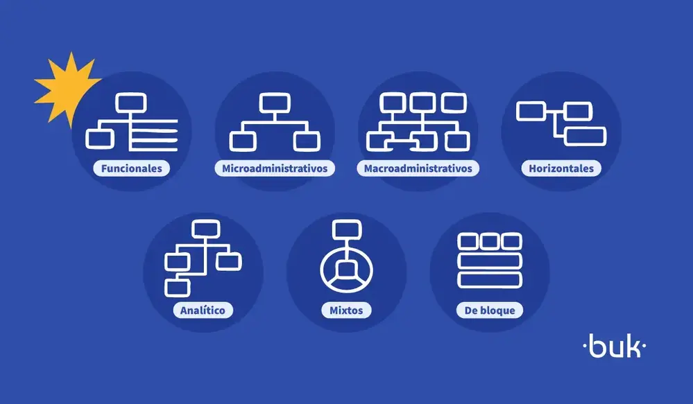 imagen con diferentes tipos de organigramas