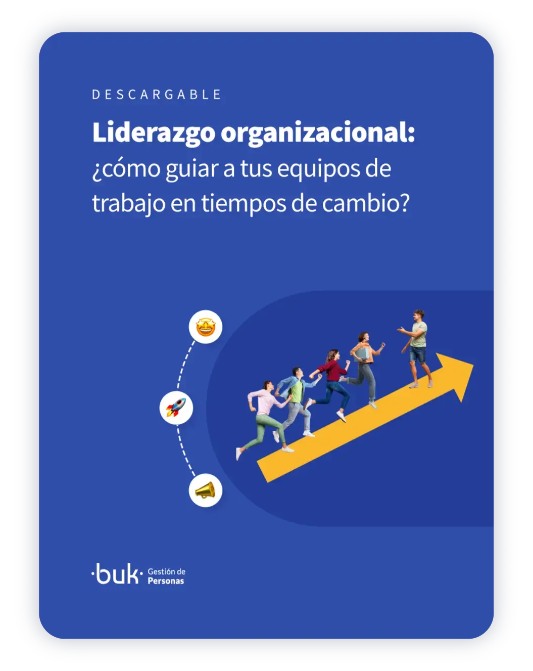 Imagen con un fondo azul tipo libro de descargable de liderazgo organizacional